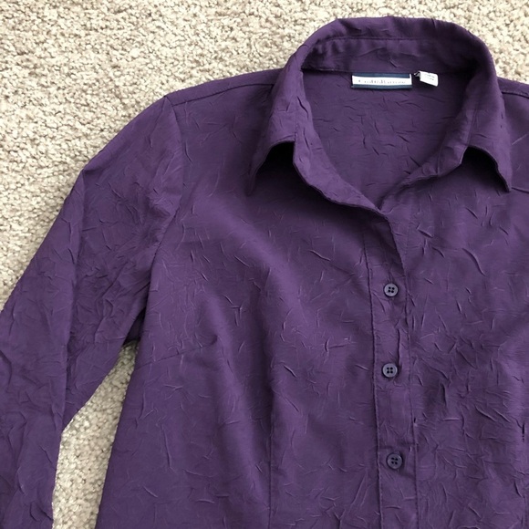 Croft & Barrow Plum Crinkle Fabric Button Up Shirt Womens S - Picture 10 of 12